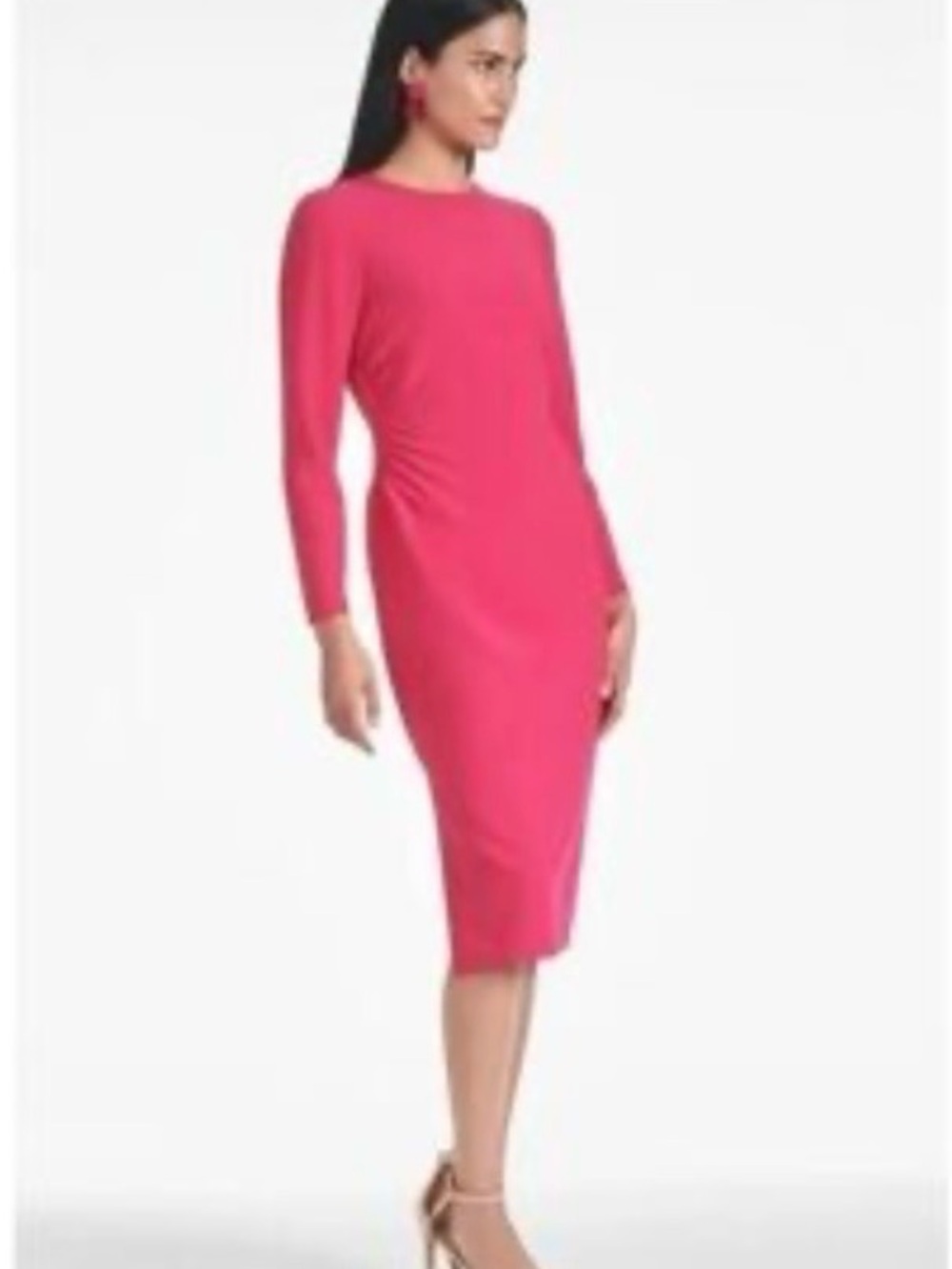 Sachin + Babi Dee Pink Gathered midi Long-Sleeve Dress